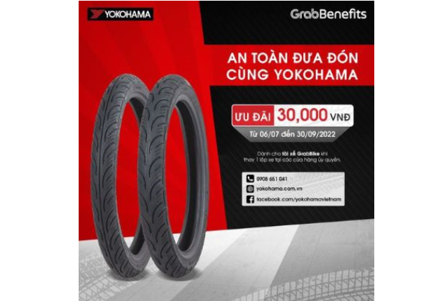 An toàn đưa đón cùng Yokohama - ưu đãi tài xế Grabbike 30,000 vnđ